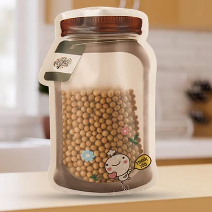 Plastic Transparent Big Jar Shaped Pouch With Zipper (1 Pc)_assorted colour
