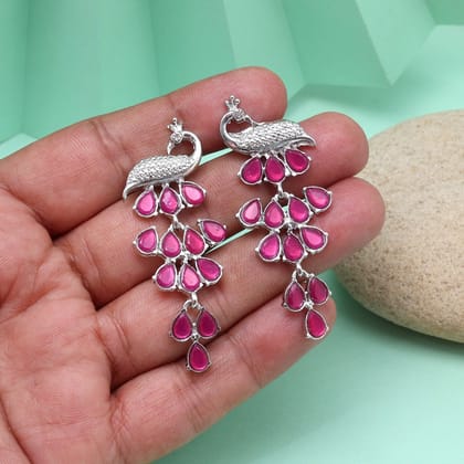 Rani Color Fashion Earrings That Enhance Beauty With Every Ethnic Attire-Earring Length: 5.50 CM x Width: 2.00 CM / Rani / Alloy With Good Quality Silver Plated