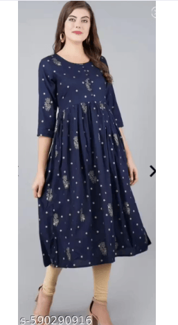 Elefant Anarkali Long Kurti/Gown( Navy Blue)