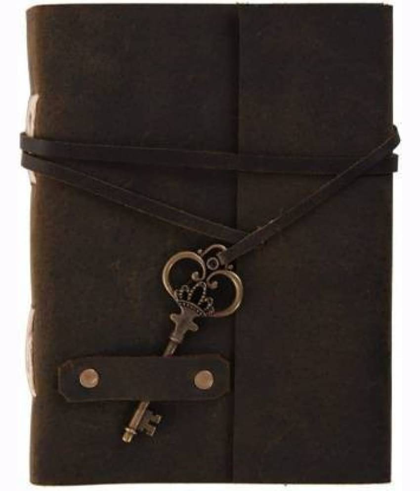 Handcrafted Leather Cover Writing Diary with Belt Lock Notebook Journal Planner Unruled Smooth White Paper Sheet Notepad Sketchbook Personal Diaries for Men and Women (200 Page-120 GSM)