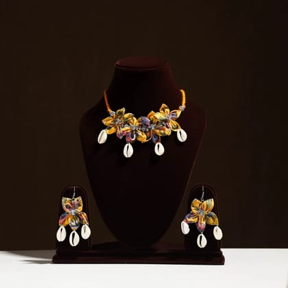 Yellow -Fabart Phool Kali Shell Choker Necklace Set 09 Yellow -Fabart Phool Kali Shell Choker Necklace Set 09