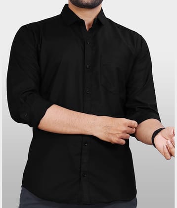 Eviqe Cotton Blend Regular Fit Solids Full Sleeves Men's Casual Shirt - Black ( Pack of 1 )