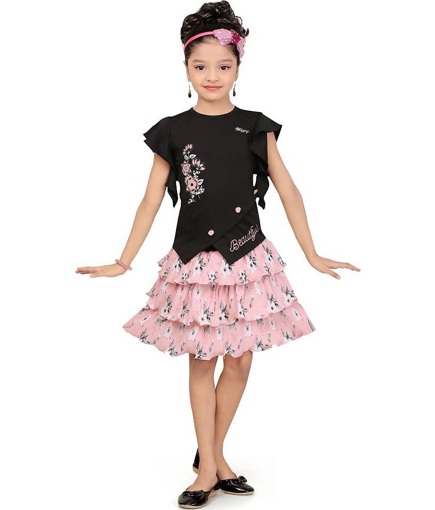 Arshia Fashions Pack of 1 Girls Rayon Top With Skirt ( Pink )