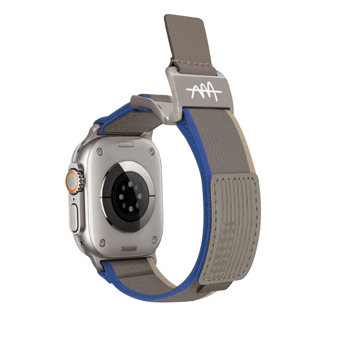 Premium Wild Trail Magnetic Buckle Nylon Band By iSerieshub For Apple Watch-49 - 46 - 45 - 44MM / Blue grey T