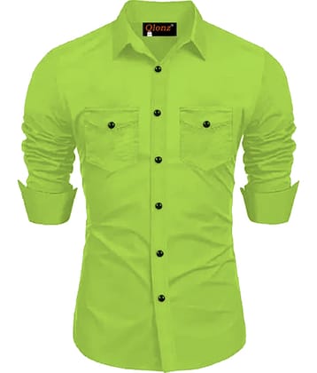 Qlonz store Cotton Blend Regular Fit Solids Full Sleeves Men's Casual Shirt - Navy ( Pack of 1 )