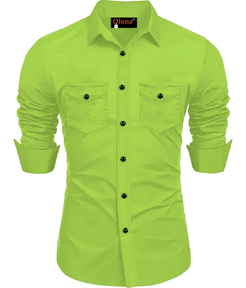 Qlonz store Cotton Blend Regular Fit Solids Full Sleeves Men's Casual Shirt - Navy ( Pack of 1 )