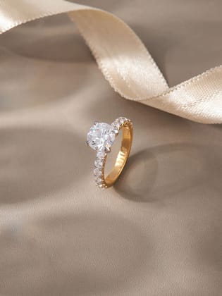 Sigma 2 carat Solitaire Silver Ring | 22KT Gold Vermeil-12 / Yellow Gold