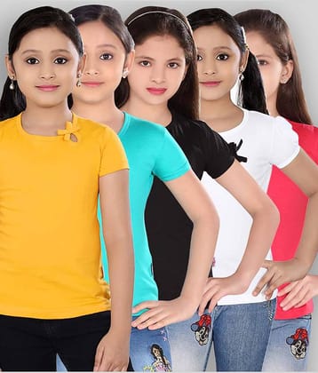 Sini Mini Pack of 5 Girls Cotton Top ( Multicolor )