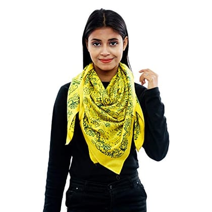 Eri Silk Printed Scarf Yellow