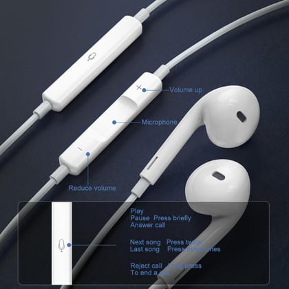 Lightning Wired Earphones for iPhone 17, 16, 15, 14, 13, 12, 11, XS | in-Ear Headset with Mic & Volume Buttons | Rich Bass, Noise-Free Calls (White) Lightning Wired Earphones for iPhone 17, 16, 15, 14, 13, 12, 11, XS | in-Ear Headset with Mic & Volume Buttons | Rich Bass, Noise-Free Calls (White)