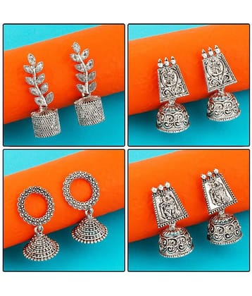 Silver Shine  Oxidised Wedding  Traditional jhumki Earring For Women Girl Set 4