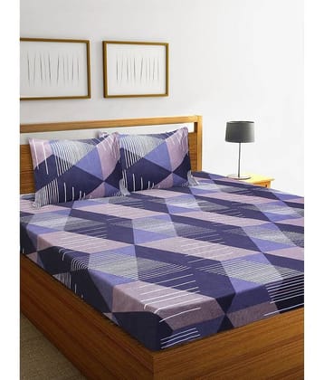 Home Candy Microfiber Abstract Double Bedsheet with 2 Pillow Covers- Purple