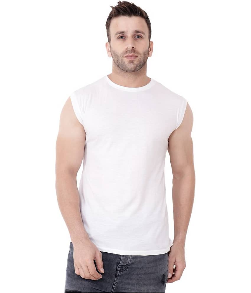 Tfurnish Cotton Blend White Solids T-Shirt