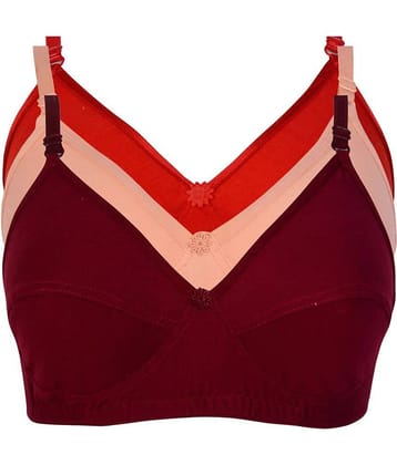 Kiran Enterprises Pack of 3 Cotton Non Padded Women's Minimizer Bra ( Red )