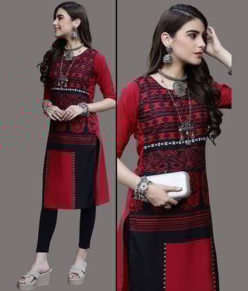 Ethnic Basket Pack of 1 Crepe Printed Nayra Women's Kurti - ( Maroon )