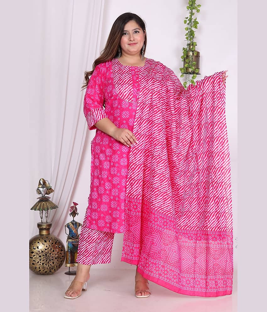 Swasti Cotton Printed Straight Women's Kurti - Pink ( Pack of 1 )