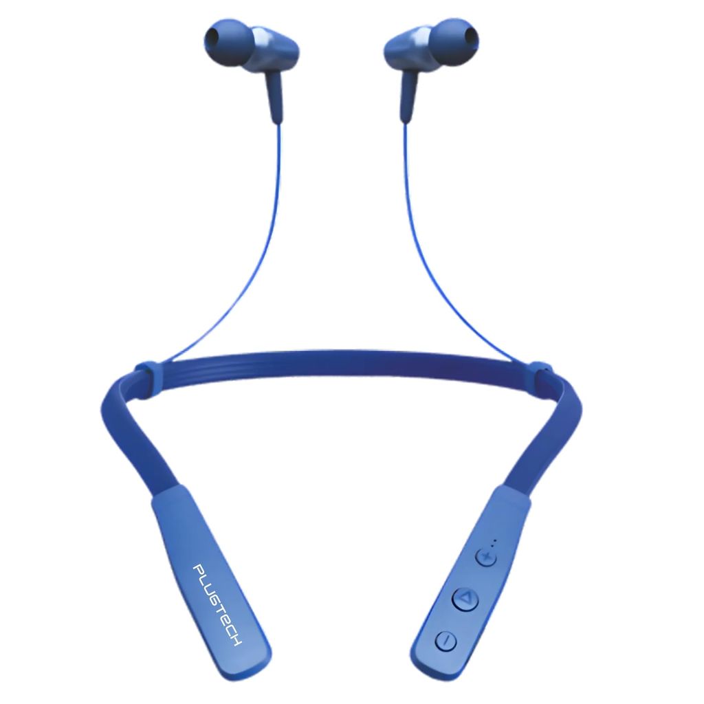 PLUGTECH Go Neck Pro Wireless Earphones. Bluetooth Earphones, Powerful Bass, HD Sound, Upto 15hrs Playtime, Charging Time Upto 4 hrs and Proudly Made in India Blue