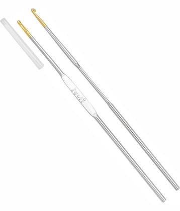 Jyoti Crochet Hook Steel (Gold Point) for Thread Work, Hand Knitted Sewing DIY Craft Weaving Needle, Ideal for Sweaters, Purses, Scarves, and Hats, 15413 (Silver, 5"/12cm of Size 2/1.5mm) - 5 Pcs