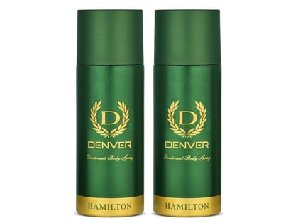 DENVER Hamilton  Long Lasting Deodorant Body Spray for Men - 150ml Each (Pack of 2) 