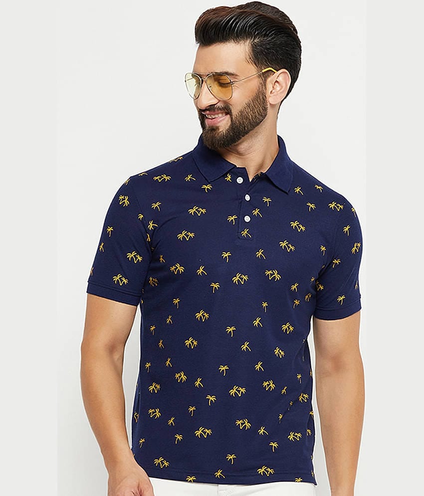 Emerald - Navy Cotton Blend Regular Fit Men's Polo T Shirt ( Pack of 1 )