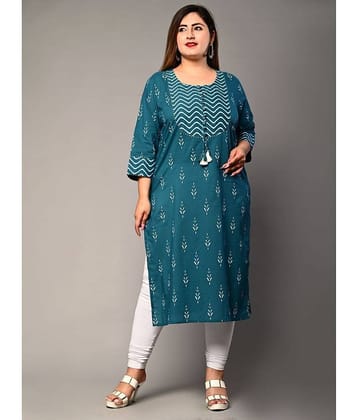 Swasti - Blue Cotton Women's Straight Kurti ( Pack of 1 )