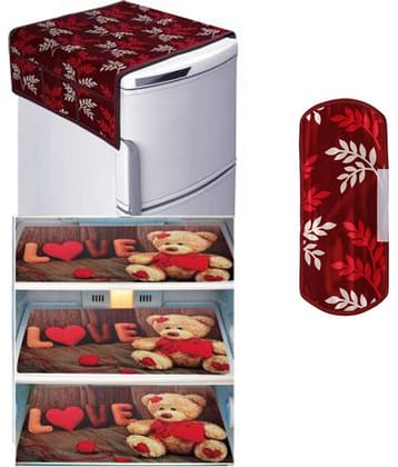 Fabolic Set of 5 Polyester Maroon Fridge Top Cover