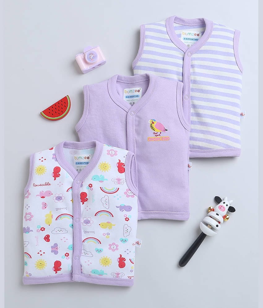 BUMZEE Pack of 3 Baby Girls Cotton T-Shirt ( White )