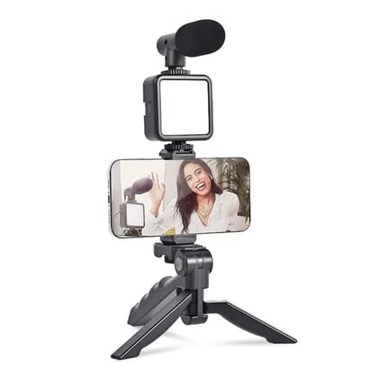 Vlogging Kit for Video Making with Mic Mini Tripod Stand, LED Light & Phone Holder Clip for Making Videos (Random Colour) (Packaging May Different) Vlogging Kit for Video Making with Mic Mini Tripod Stand, LED Light & Phone Holder Clip for Making Videos (Random Colour) (Packaging May Different)