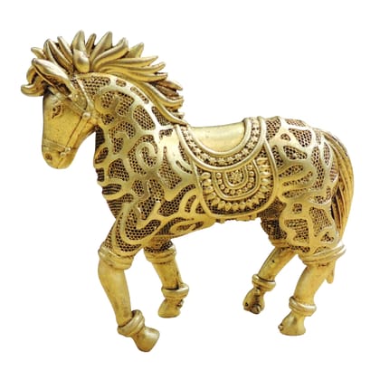 Brass Running Horse Showpiece Statue for Home Decor & Vastu, Height : 4 Inch (BSMAS1936 C)