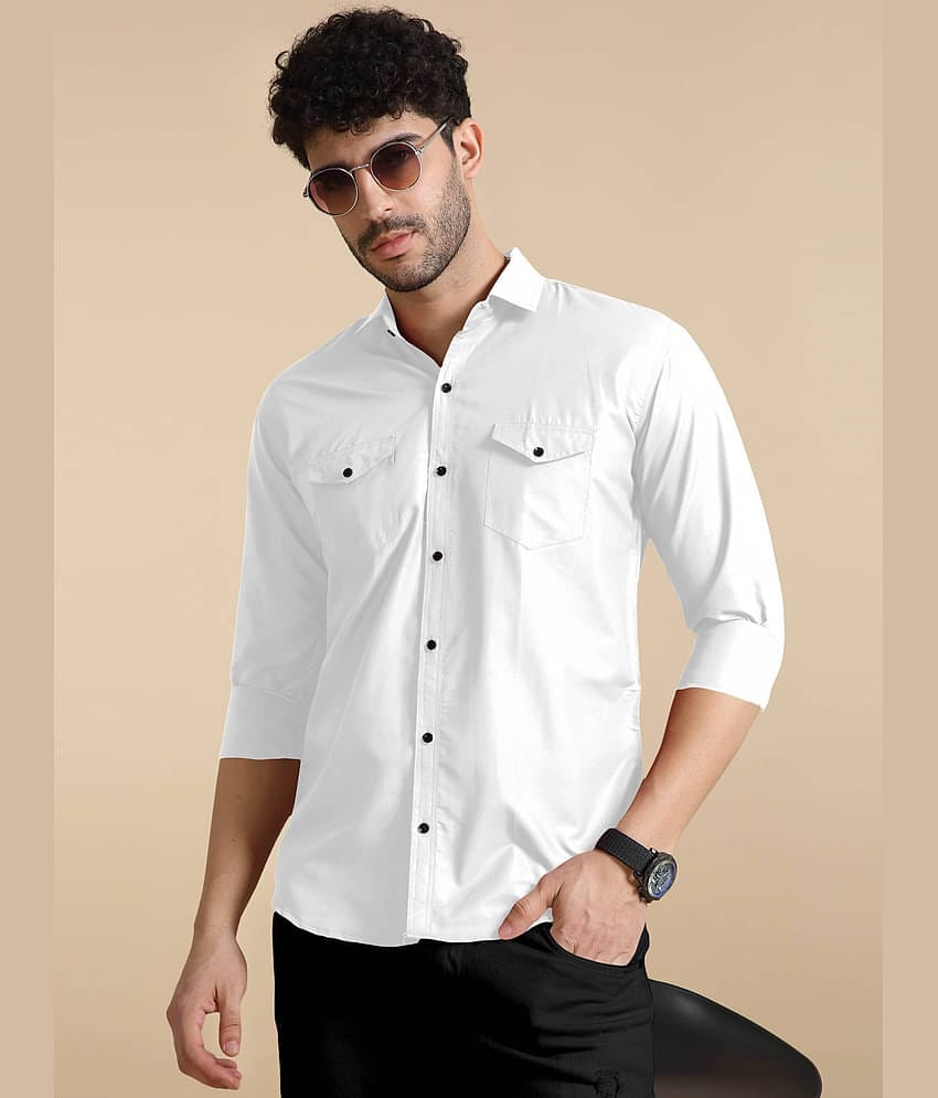 Qlonz store Cotton Blend Regular Fit Solids Full Sleeves Men's Casual Shirt - Light Blue ( Pack of 1 )