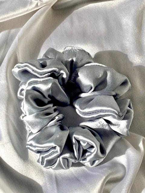 Grey Satin Scrunchie