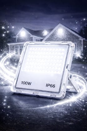 SPARKWORLD 100W IP66 Waterproof LED Flood Light High-Lumen Outdoor Security & Area Lighting | Colour: White