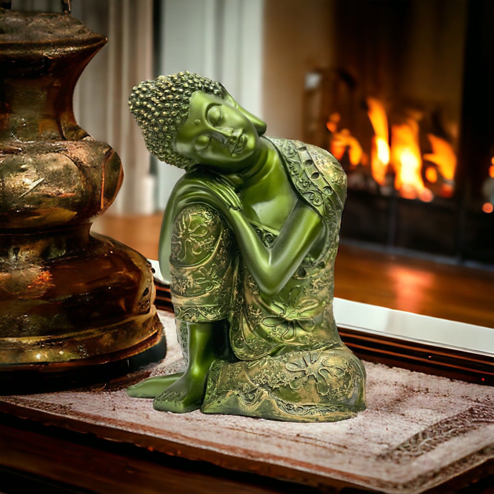 Buddha Resting on Knee Statue Height 21 cm-Poly Resin