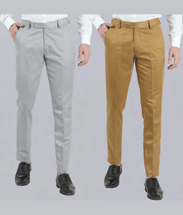 VEI SASTRE Multicolored Slim Formal Trouser ( Pack of 2 )