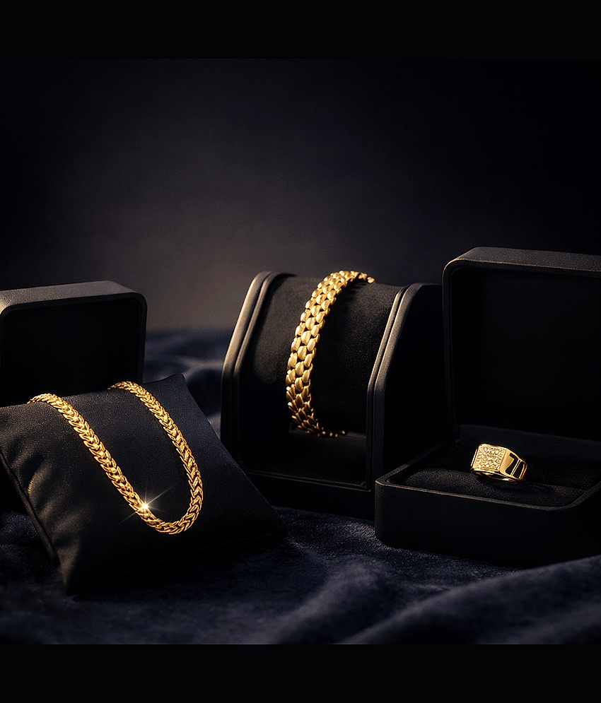 Fadiso Fashion Gold Plated Chains Combo ( Set of 3 )