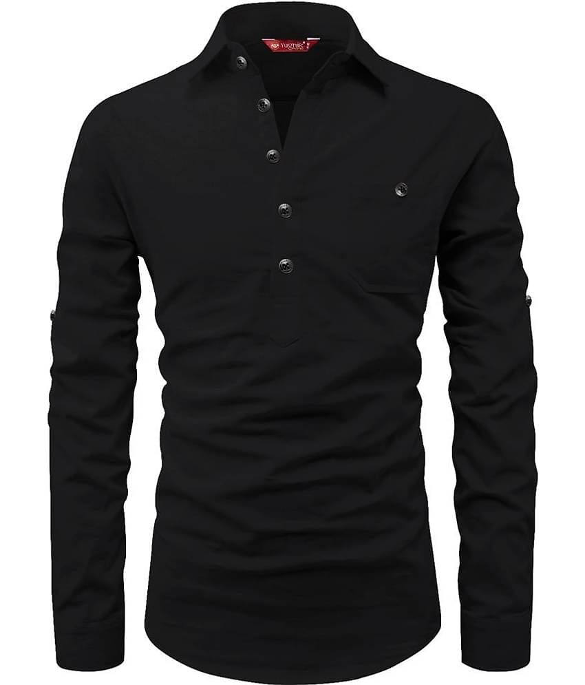 Yugnik White Cotton Men's Shirt Style Kurta ( Pack of 1 )