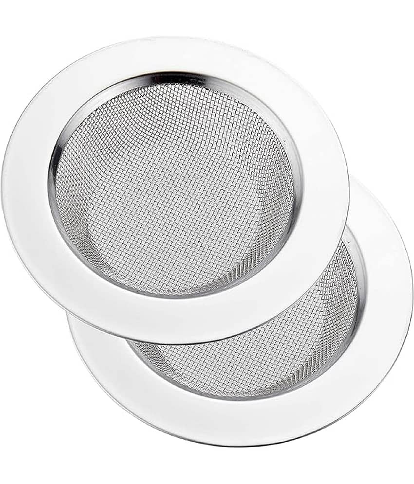 AGS Kitchen Sink Strainer Heavy-Duty Stainless-Steel Drain Basin Basket Filter Stopper Drainer Jali, 11 cm, Silver,Set of 2
