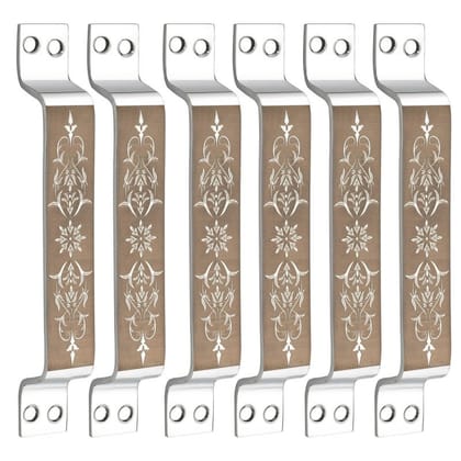 S-GUARD Stainless Steel Door & Cabinet Handles, Knobs Handles-Size-6 Inch-6 Pcs-Laser Printed Design-SSL49