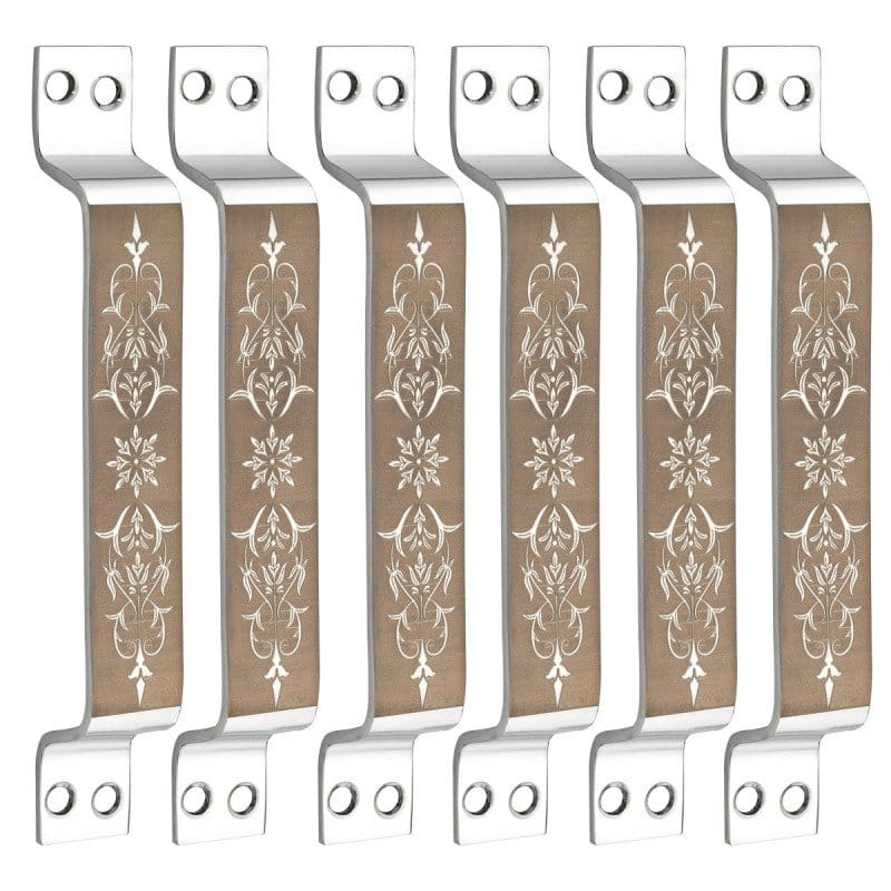 S-GUARD Stainless Steel Door & Cabinet Handles, Knobs Handles-Size-6 Inch-6 Pcs-Laser Printed Design-SSL49