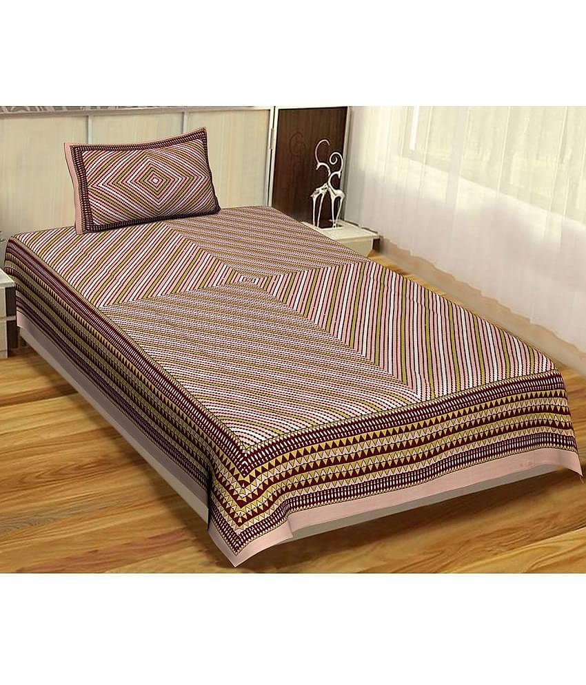 Uniqchoice Cotton Single Bedsheet ( Brown )