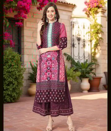 Pannkh - Magenta Rayon Women's Straight Kurti ( Pack of 1 )