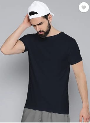 Men Solid Round Neck Pure Cotton Black T-Shirt