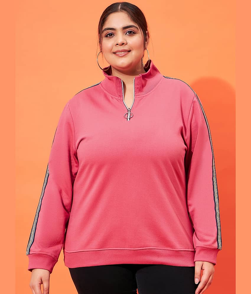 AUSTIVO Fleece Pink Non Hooded Sweatshirt