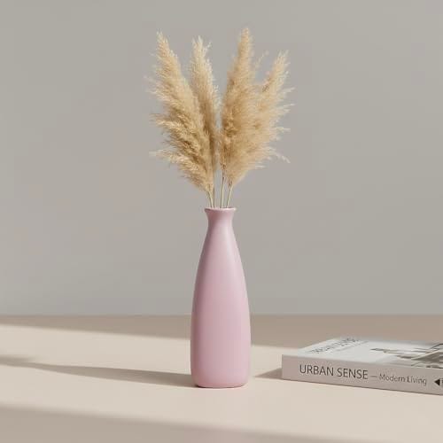 Decor (8 Inch) | Ceramic Decorative Flower Vase for Dried Flowers & Pampas Grass | Modern Table Vase for Living