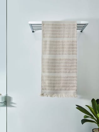DDECOR - Ecosoft Collection 100% Cotton Bomboo Plains And Textures Pattern 500TC Bath Towel |75 CM X 150 CM| - Beige