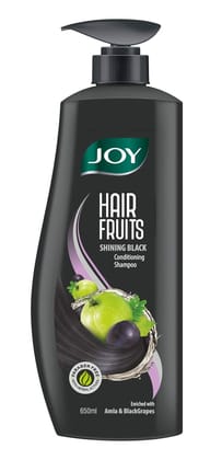 Joy Hair Fruits Shining Black Conditioning Shampoo Enriched with Amla & Black Grapes, 650 ml Joy Hair Fruits Shining Black Conditioning Shampoo Enriched with Amla & Black Grapes, 650 ml - Black / 650 g (Pack of 1)