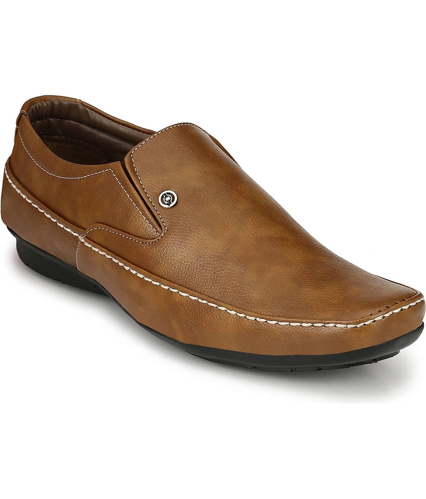 John Karsun Tan Men's Slip On Formal Shoes
