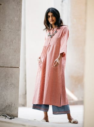 Bari Red & White Kurta-XS