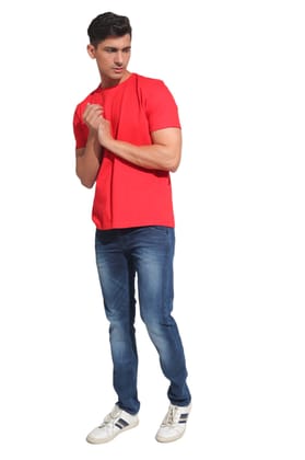 Kinnko Premium Cotton Mens Plain T-Shirt  Red
