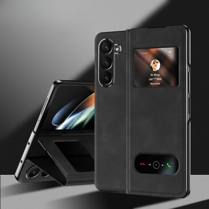 Premium Leather Smart View Flip Cover-Samsung Galaxy Z Fold 5